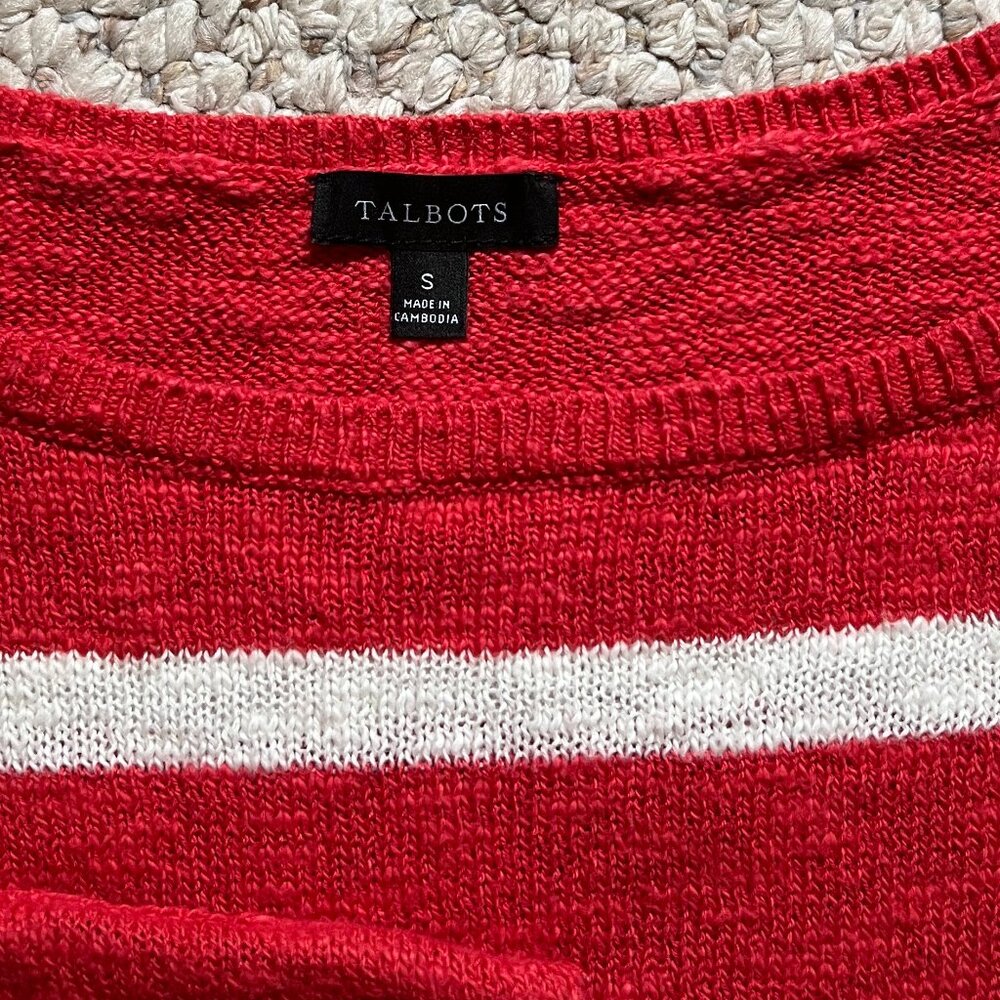 Talbots - Button Cuff Stripe Slub Pullover -- Exc… - image 8